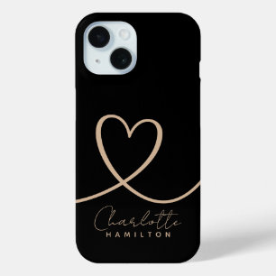 Moderne Liebe Personalisierter Name Schwarzer Tan Case-Mate iPhone Hülle
