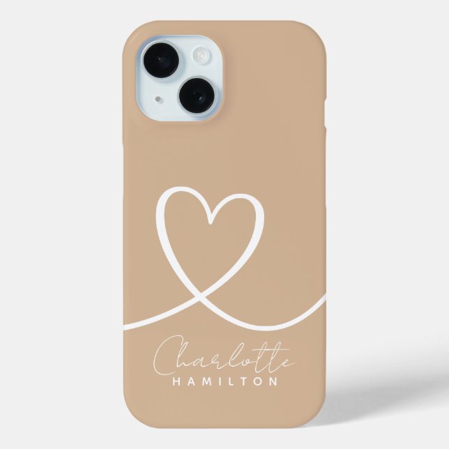 Moderne Liebe Personalisierter Name Tan White Case-Mate iPhone Hülle (Rückseite)