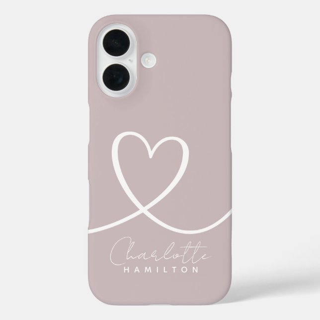 Moderne Liebe Personalisiertes Rosa Herz Case-Mate iPhone Hülle (Rückseite)