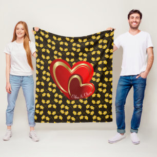 Moderne Liebe Red Hearts Personalisiert Hochzeitsp Fleecedecke