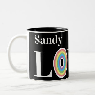 Moderne Liebe Regenbogen auf Chic Black Zweifarbige Tasse