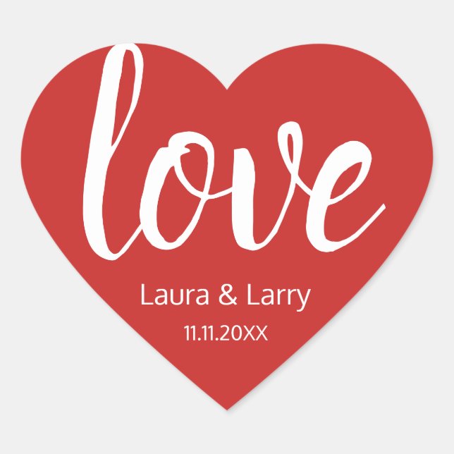 Moderne Liebe Rotes Herz Hochzeit Gefallen Umschla Herz-Aufkleber (Vorderseite)