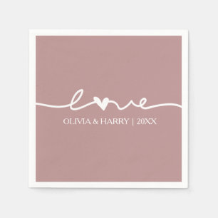 Moderne Liebe Script Dusty Rose Hochzeitspapier Na Serviette
