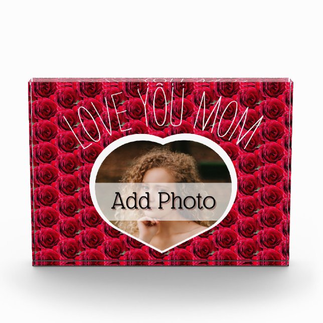 Moderne LIEBE SIE MAMA Geschenk für Mutter Herzstü Fotoblock (Vorderseite)