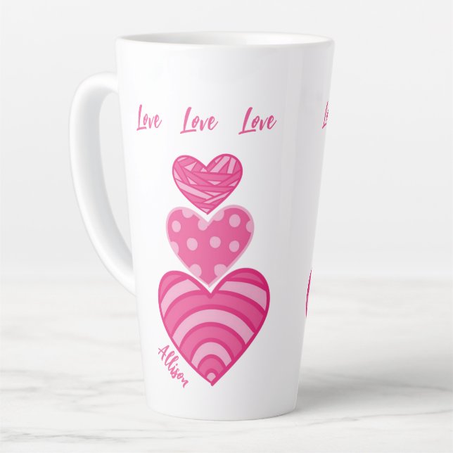 Moderne Liebe Tasse, 3 rosa Herzen Milchtasse (Linke Ecke)
