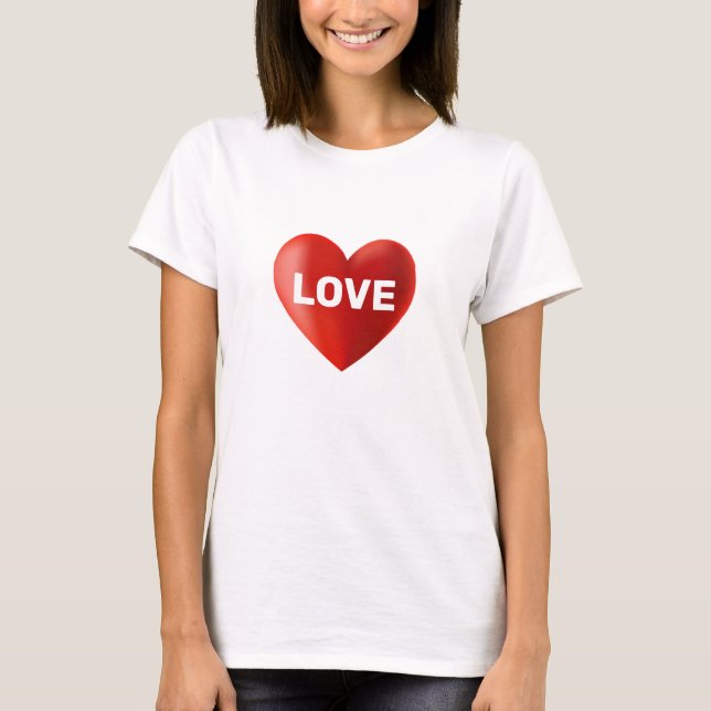 Moderne LIEBE Text und Herz T-Shirt (Vorderseite)