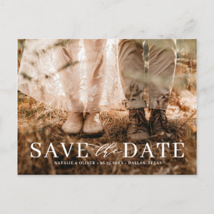 Moderne Liebe Typografie Foto Save the Date Ankündigungspostkarte
