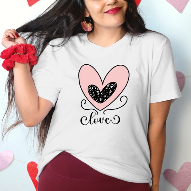 Moderne Liebe Typografie Niedlich Hearts Valentins T-Shirt (Von Creator hochgeladen)