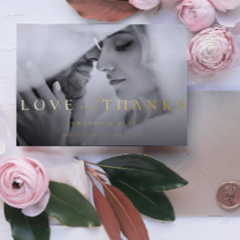 Moderne Liebe und dank 2 Foto Hochzeit Folien Feiertagskarte