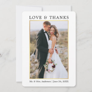 Moderne Liebe und Dank Hochzeit Dankeskarte