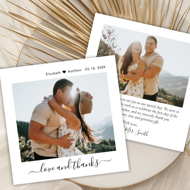 Moderne Liebe und dank Script 2 Foto Hochzeit Dankeskarte (Von Creator hochgeladen)