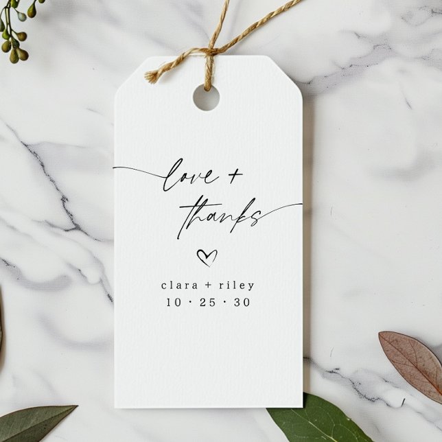 Moderne Liebe und dank Script Heart Gastgeschenk H Geschenkanhänger (Von Creator hochgeladen)