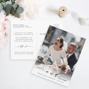 Moderne Liebe und danke Hochzeit Foto Vielen Dank Postkarte