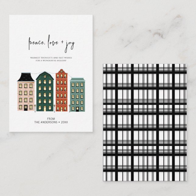 Moderne Liebe und Weihnachtsfeiertage Mitteilungskarte (Vorne/Hinten)