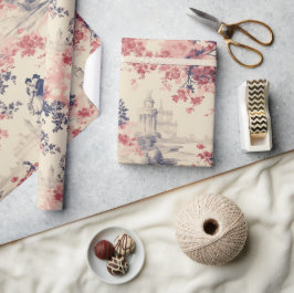 Moderne Liebe Valentine Red Toile de Jouy Pattern Geschenkpapier