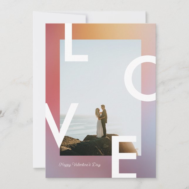 Moderne Liebe Valentine's Day Gradient Ombré Karte (Vorderseite)