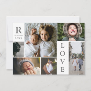 Moderne Liebe Weiße Farbblock Familienfoto Collage Feiertagskarte
