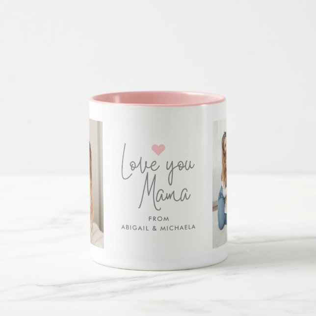 Moderne "Liebe you Mama" 2-Foto Tasse (Zentrum)