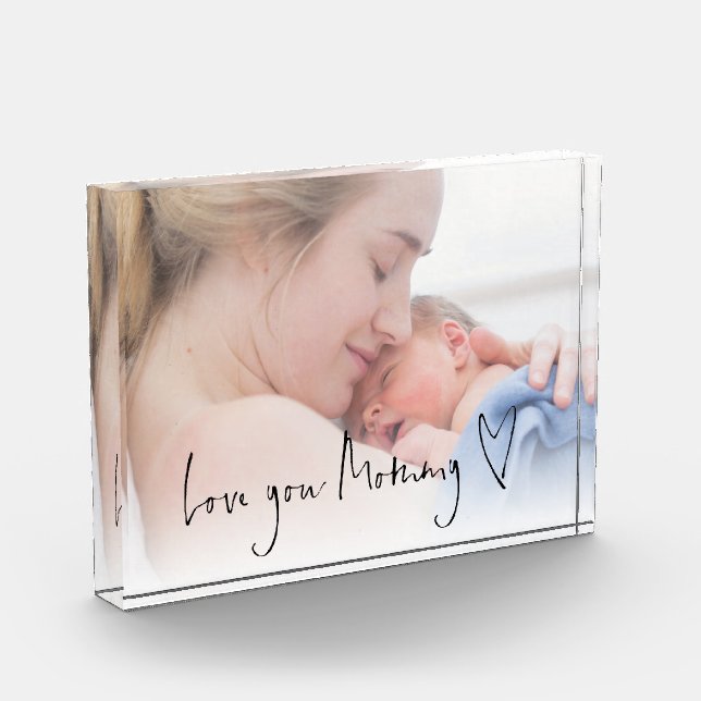 Moderne Liebe You Mommy Script Heart Foto Overlay (Links)