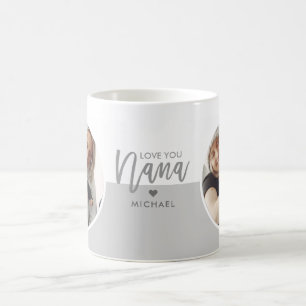 Moderne Liebe You Nana Gray & White 2-Foto Kaffeetasse