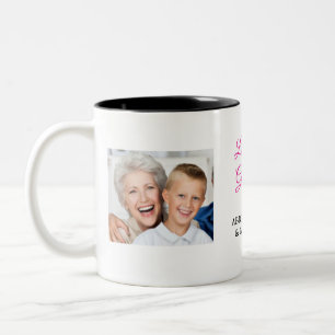 Moderne "Liebe you Oma" 2-Foto Zweifarbige Tasse