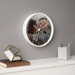 Moderne Liebes-Hochzeitsfoto-Paar-Andenken Uhr