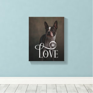 Moderne Liebes-Hunde-Fotos Personalisiertes Monogr Leinwanddruck