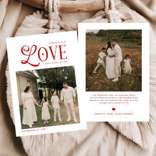 Moderne Liebesfamilienfoto Frohen Valentinstag  Feiertagskarte