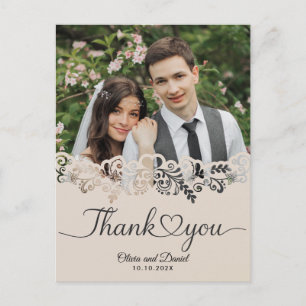 Moderne Liebesherz-Hochzeit Flache Dankeschön Po Postkarte