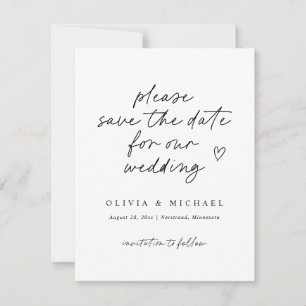 Moderne Liebesnotiz-Handschrift Hochzeit Termin vo Save The Date