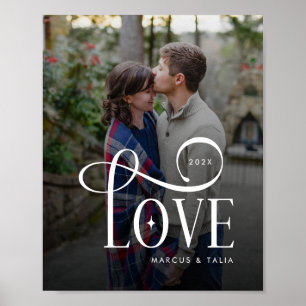 Moderne Liebesschrift Individuelle Verlobungsfoto  Poster