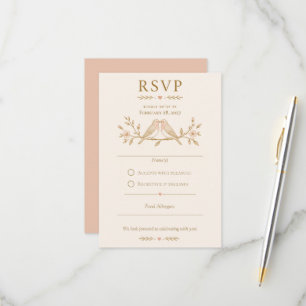 Moderne Liebesvögel Minimalistische Hochzeit RSVP Karte