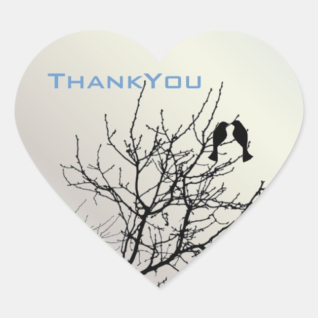 Moderne Liebesvögel rustikale Landhochzeit Herz-Aufkleber (Vorderseite)