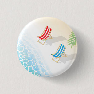 Moderne Liegestühle am Meer Art Button