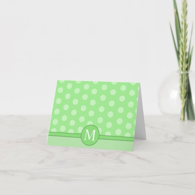 Moderne Light Green Polka Dot Note Card Vielen Dan Dankeskarte (Vorderseite)