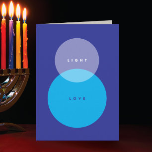 Moderne Light & Love Blue auf Blau gefaltete Chanu Feiertagskarte