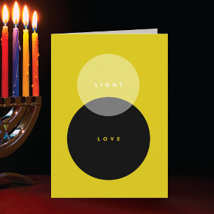 Moderne Light & Love Gold & Schwarz gefaltete Hanu Feiertagskarte