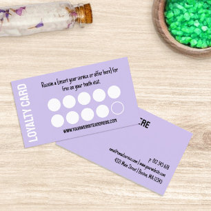 Moderne Lila 10 Besuche Loyalty Punch Card Treuekarte