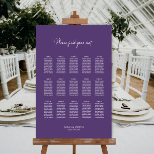 Moderne Lila 15-Tisch-Hochzeitskarte Poster