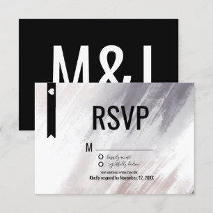 Moderne lila abstrakte Pinselstrich-Hochzeits-RSVP Einladung