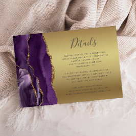 Moderne Lila Agate Gold Glam Foil Wedding Details Begleitkarte