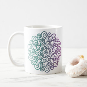 Moderne lila aquamarine Blumenmandala ombre Kaffeetasse