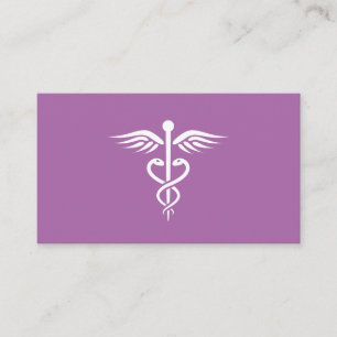 Moderne lila Ärztin Caduceus Visitenkarte