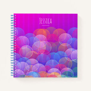 Moderne Lila Blasen Geometrisch Personalisiert Notizbuch