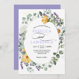 Moderne lila Blumen Hochzeitseinladung Einladung