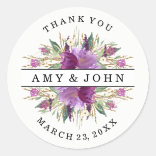 Moderne Lila Blumenaufkleber Runder Aufkleber