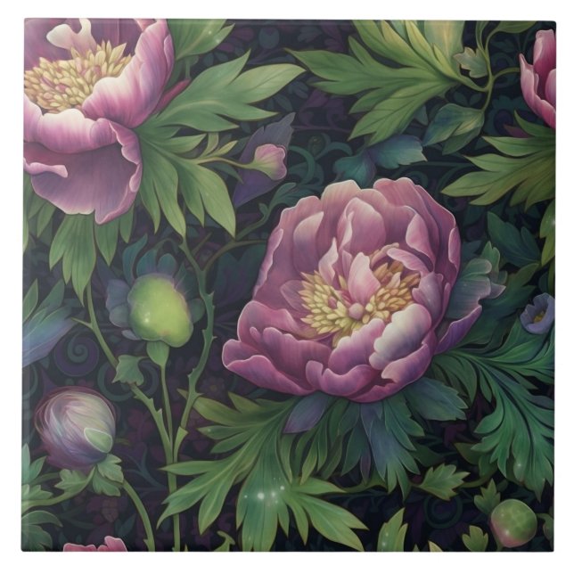 Moderne, lila Blumendekoration Fliese (Vorderseite)