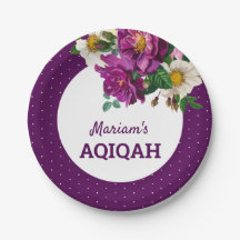 Moderne lila Blumenpolka-Punkte Aqiqah