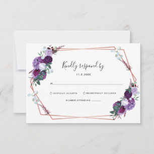 Moderne Lila Blumenzitterung RSVP Karte