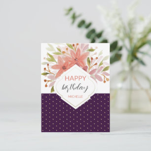 Moderne lila Blush Boho Blumen Karte
